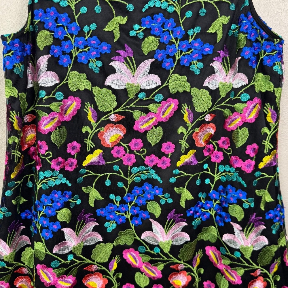 Colorful Floral Embroidered Mesh Dress A Line Sleeveless‎ Occasion 10 - Picture 5 of 11